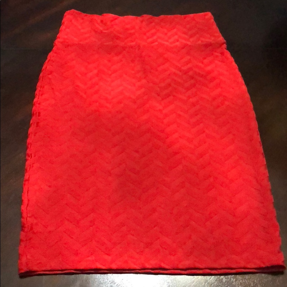 LuLaRoe Red Chevron Print Cassie Skirt
